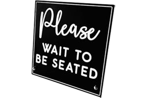 COASTVILLE Please Wait To Be Seated sign with stand Business Freestanding Counter Top Sign | Custom Coffee Shop Restaurant Bakery Ice Cream Stand | Cafe Decor Display Hostess Stand