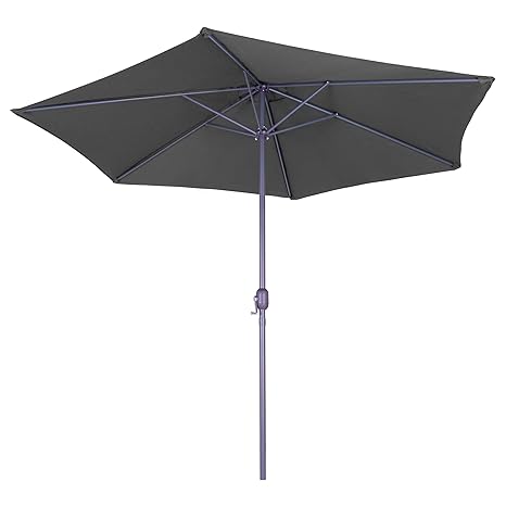 Nexos Sonnenschirm 3m Stahl-Gestell UV Schutz UPF 50+ Gartenschirm Marktschirm mit Kurbel Schirmstoff anthrazit wasserabweise