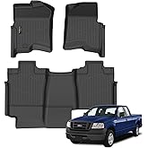Floor Mats for 2004-2008 Ford F-150 SuperCrew Cab & for Lincoln Mark LT Crew Cab 2006-2008 All Weather TPE Floor Liners Custom Fit for 2008 F-150 1st & 2nd Row Anti-Slip Full Set Car Mats