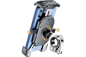 Kewig Motorcycle Phone Mount, Bike Phone Mount with Quick Install Handlebar Clamp, Scooter ATV Motorcycle Cell Phone Holder Cradle with Aluminum Alloy Sturdy Mounting Base, Fit for 4-7" Phones