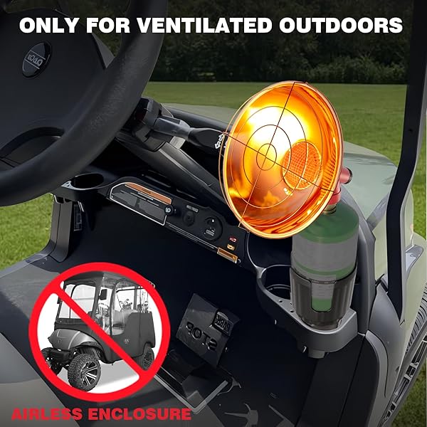 TRUWILD UPGRADED OUTDOOR PROPANE HEATER 2025, 5500BTU HEATER WITH ADJUSTABLE 16OZ CYLINDER HOLDER (GAS CYLINDER NOT INCLUDED), OUTDOOR HEATER FOR MOST GOLF CART EZGO, YAMAHA & CLUB CAR