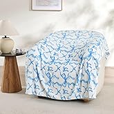 Blue Bow Throw Blanket – 50x60 Inch Soft Fleece Blanket for Girls and Women, Coquette Aesthetic Room Decor for Bed, Couch, Chair, Preppy Bedroom or Gift, Cute Pink Bow Decor Blanket