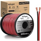Nilight 100FT 18AWG Copper Clad Aluminum Wire 18/2 Gauge Red Black | CCA Electrical Cable 2 Conductor Parallel 12V/24V DC Flexible Extension Cords for Car Audio Radio Speaker Amplifier