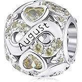 Birthstone Charm Jewelry 925 Sterling Silver Infinity Love Heart Charm Openwork Bead for European Bracelets and Necklaces with 5A Cubic Zirconia, Birthday Mothers Day Jewelry Gifts for Women & Girls