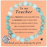 VICKHU Teacher appreciation gifts,Natural Stone teacher Bracelet gifts for women,thank you gifts for teacher meaningful gifts for women with gift message card