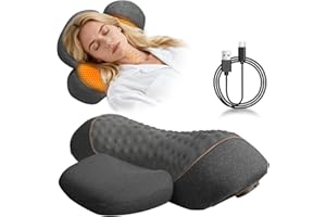 3-In-1 Neck Massager Pillow, Neck Massager with Heat and Traction, for Stretcher Massage (Gray)