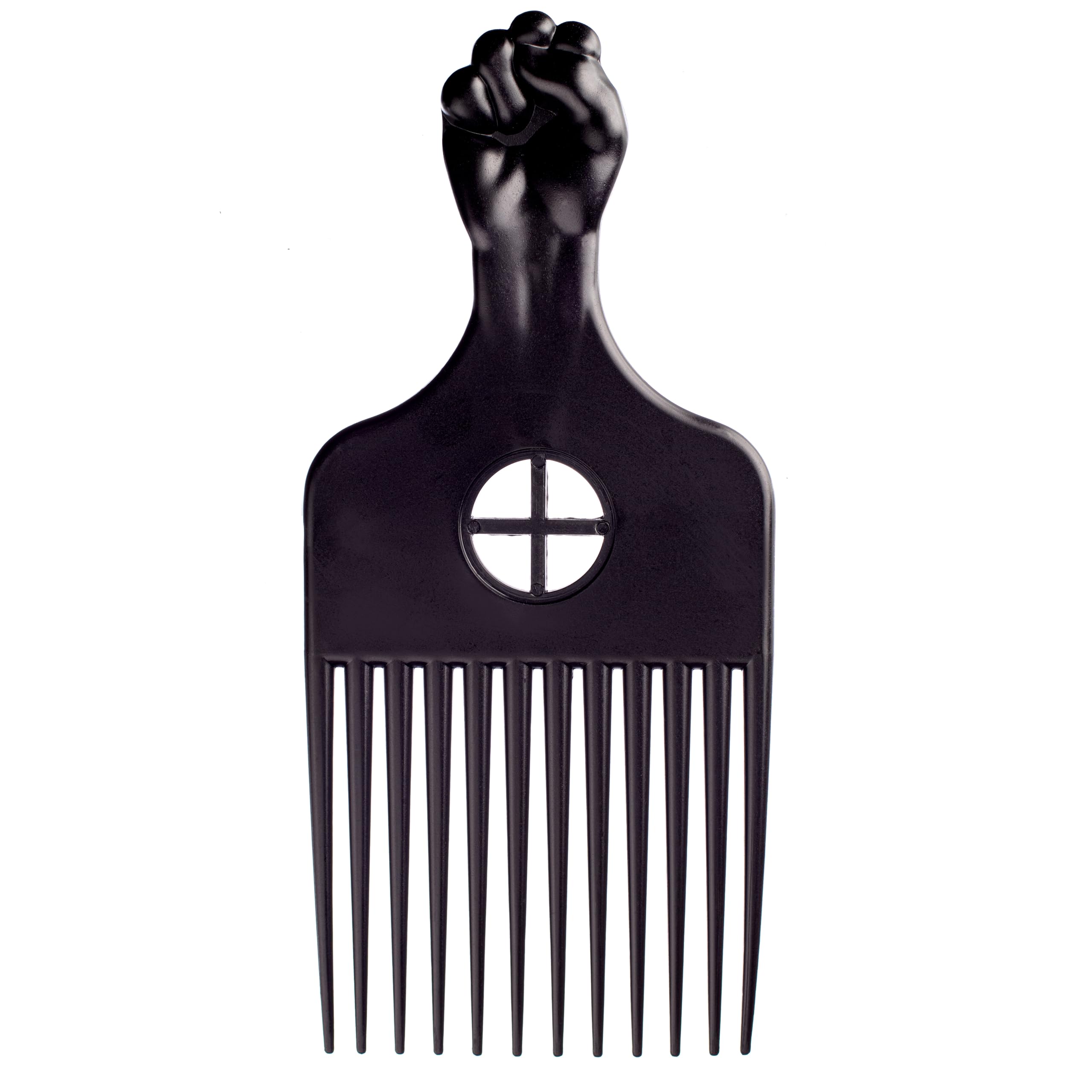 Kobe Fist Afro Comb - Black Plastic Afro Pick with 12 Teeth & Fist Design Handle