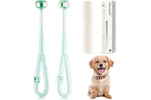 Gluckelk 3-Sided Dog Toothbrush, Pet Toothbrushes, Pet Dental Care Oral Hygiene, Ultra Soft Nano Bristles for Your Pet's Sensitive Teeth and Gums, for All Dogs, 2-Pack