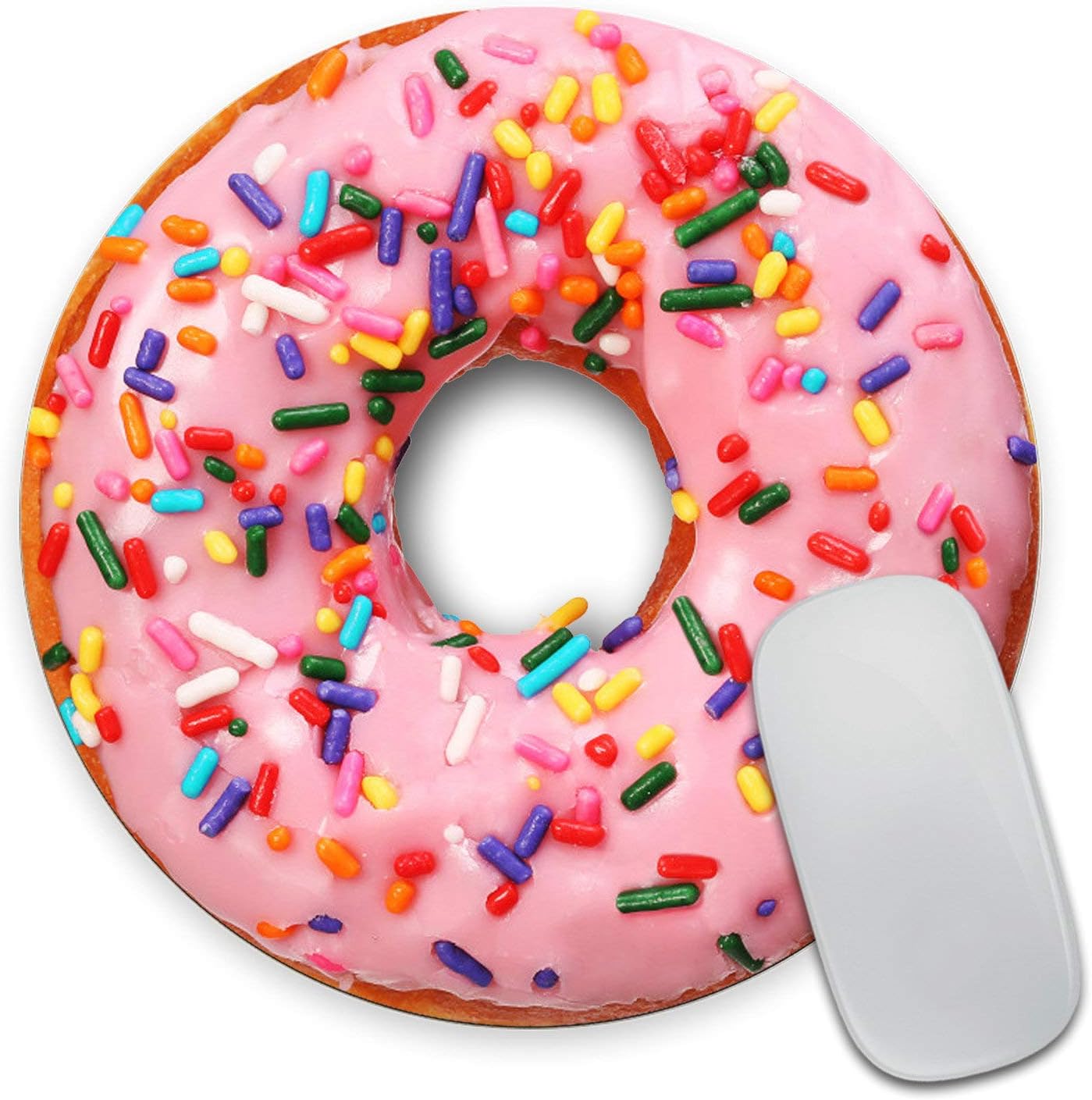Wasach Giant Strawberry Donut with Sprinkles, Circle Mouse Pad, Mousepad, Funny, Coworker Present Teacher, Realistic Food