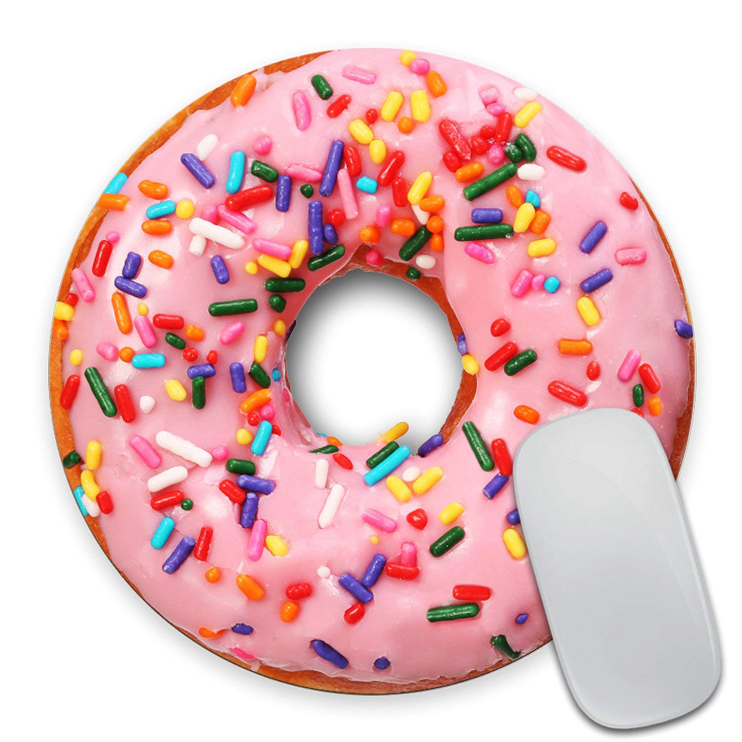 Wasach Giant Strawberry Donut with Sprinkles - Circle Mouse Pad - Mousepad - Funny - Coworker Present Teacher - Realistic Food - Desert - Doughnut