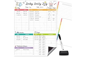 JJPRO Newborn Baby or Toddler Log Tracker Whiteboard - Reusable Daily Planner Chart to Log Feeding Food, Sleep&Naps, Diaper Change and Daily Activities - for New Parents,Nanny, Babysitter