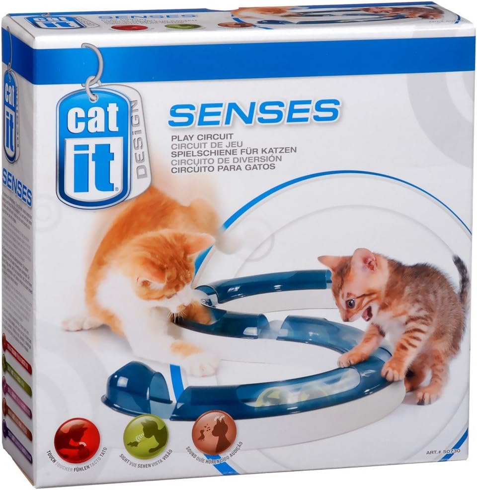 Catit Senses Play Circuit Cat Toy with Peek-a-Boo Track Grey Green Ball