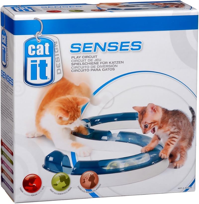 Catit Senses Play Circuit Cat Toy with Peek-a-Boo Track Grey Green Ball