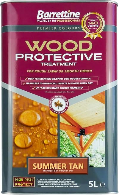 Barrettine Wood Protective Treatment Summer Tan 5L Wood Sealer UV Water