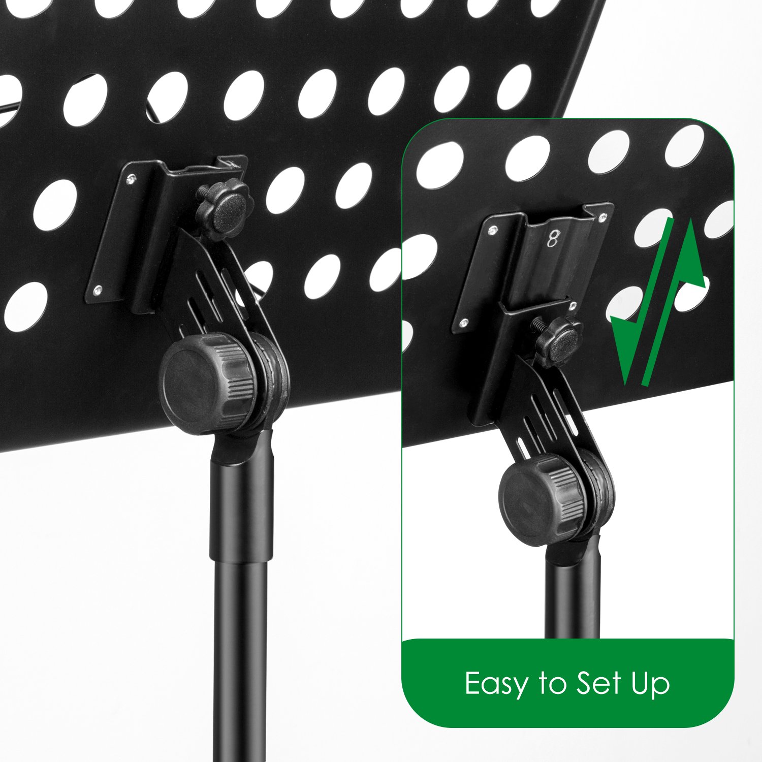 Mugig Music Stand,Sheet Music Stand Portable Adjustable Folding Music Holder for Instrument pad,books,Professional Collapsible Music Stand for Music Sheet(Black),Perfect for Instrumental Performance.