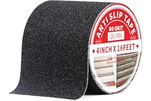 QILIMA Anti Slip Grip Tape, Waterproof Outdoor for Stairs, Non Slip for Skateboards, Adhesive Step Treads, Black, 4inx16ft