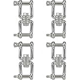 MAMDAFAON 316 Stainless Steel 5/16"(M8) Jaw - Jaw Swivel Anchor Connector Clevis Double Shackle for Boat,4PCS