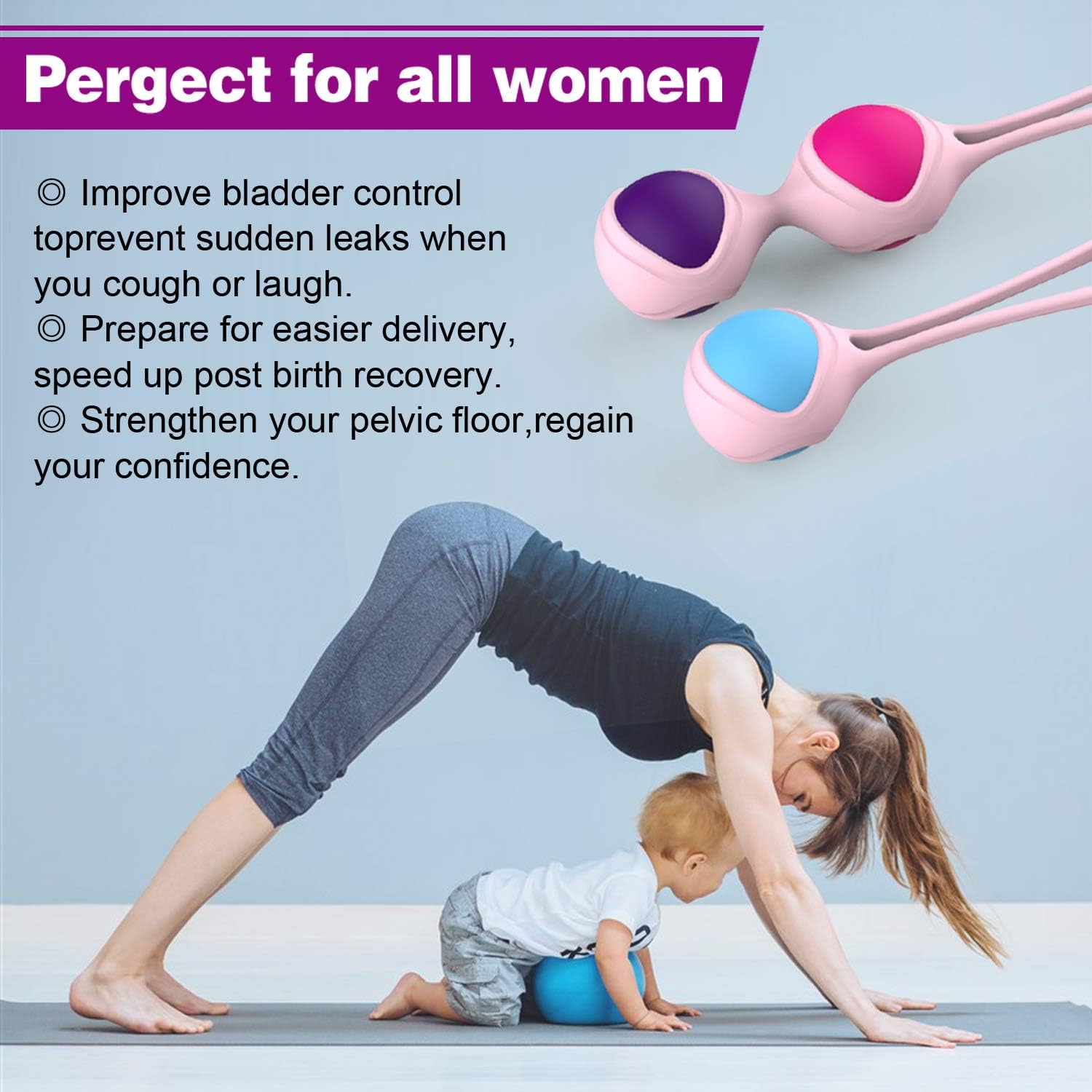 Kegel Exercise Weights - Ben Wa Kegel Balls Weighted Exercise Training Kit - Doctor Recommended Bladder Control Device & Pelvic Floor Exercise for Women & Post-Pregnancy Recover: Health & Personal Care