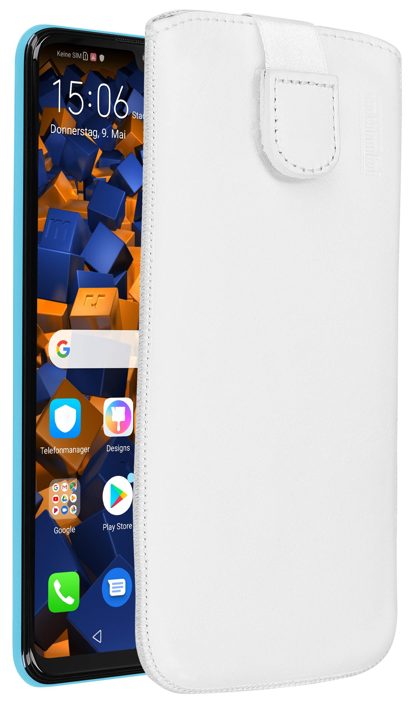 mumbi Genuine Leather Case Compatible with Huawei Cases - White