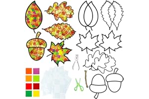EXQUISS 10 Pieces Fall Leaf Suncatcher Craft Tissue Paper Suncatchers Autumn Decorations DIY Window Art Autumn Sun Catchers for Kids Silhouette Window Decorations Classroom Activity Thanksgiving Art