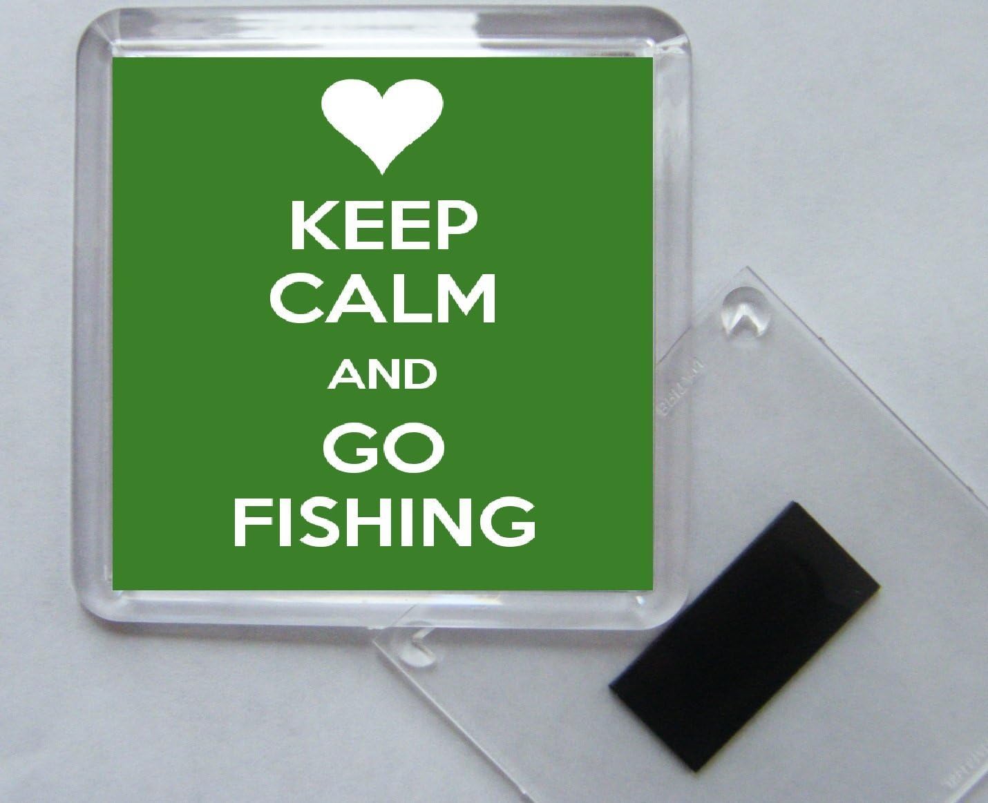 Keep Calm and Go Fishing - Square Acrylic Fridge Magnet
