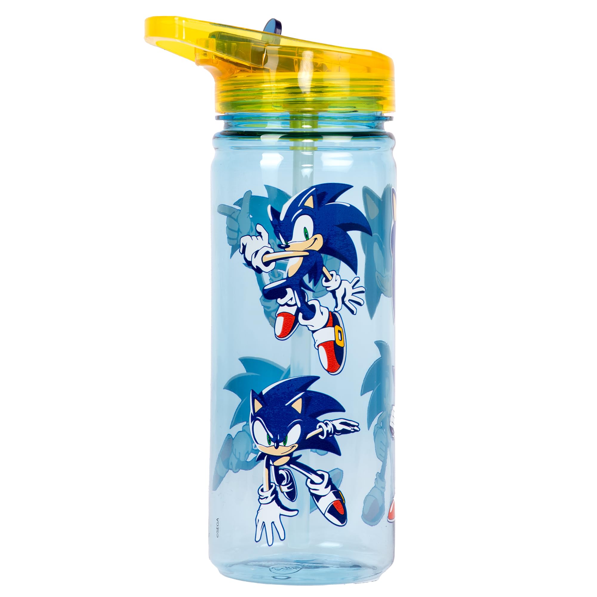 Disney Sonic The Hedgehod Plastic Bottle with Straw BPA Free - 580 ml School Water Bottle for Boys 100% Leakproof Durable Drink Bottle for Boys