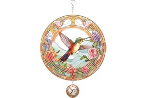 GABZART Hummingbirds Metal Wind Spinners, Hummingbird Gift for Women Men Mom Grandma, 12 Inch 3D Hanging Wind Spinner for Garden Outdoor Home Decor, Ornament Art Birthday Gifts for Yard Decoration
