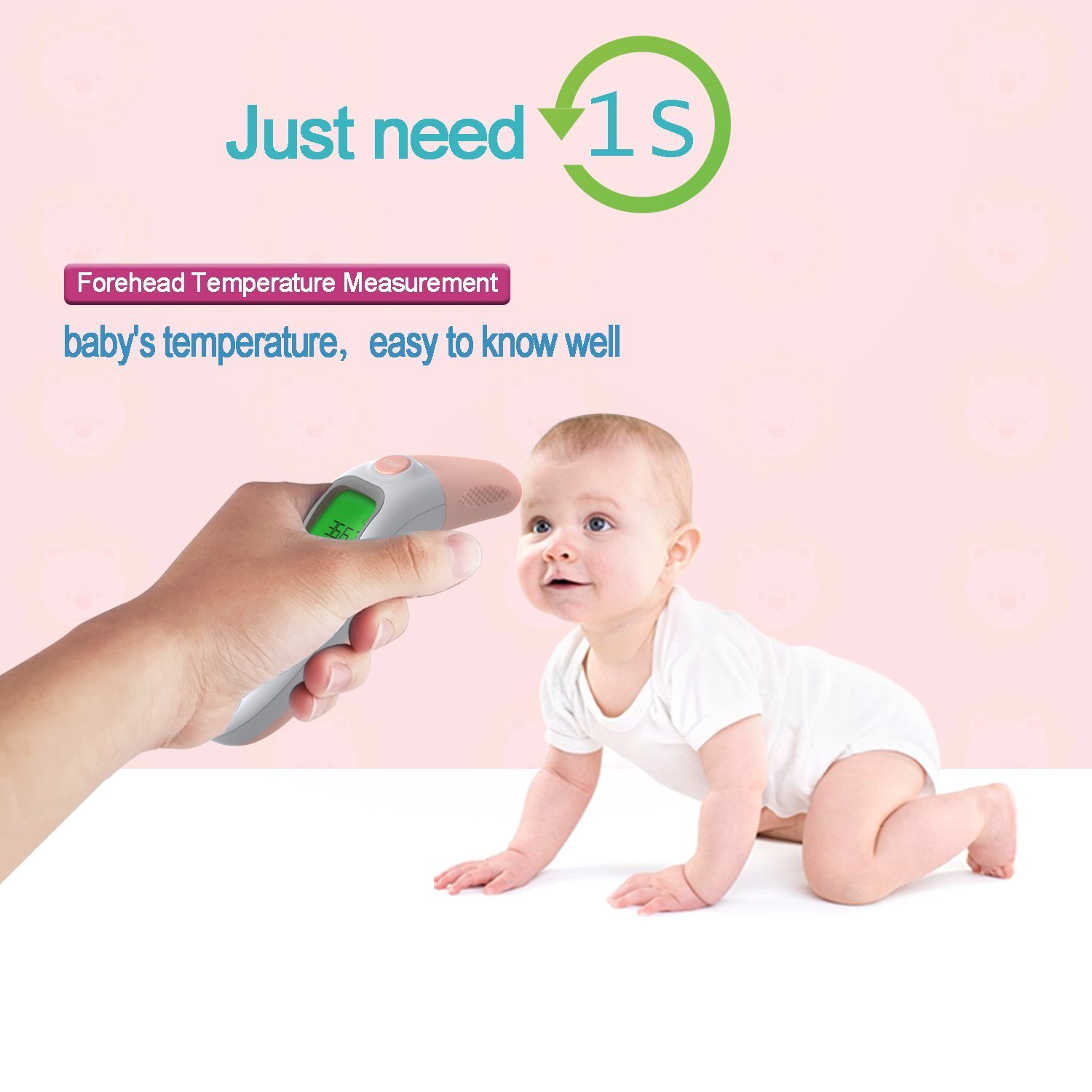 Termómetro digital Bebé hanmir termómetro de frente y oídos infrarrojo médico 2 modos para Bebes Aultos (Bateria incluida)