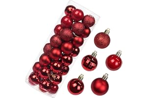 OAIRSE 1.57" Christmas Ball Ornaments Shatterproof Red Christmas Ornaments Set 40 pcs Red Ornaments for Christmas Tree Halloween Holiday Wedding Party Decoration