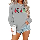 JINTING Christmas Sweatshirt for Women Christmas Tree Pullover Xmas Holiday Crewneck Sweatshirts Long Sleeve Top