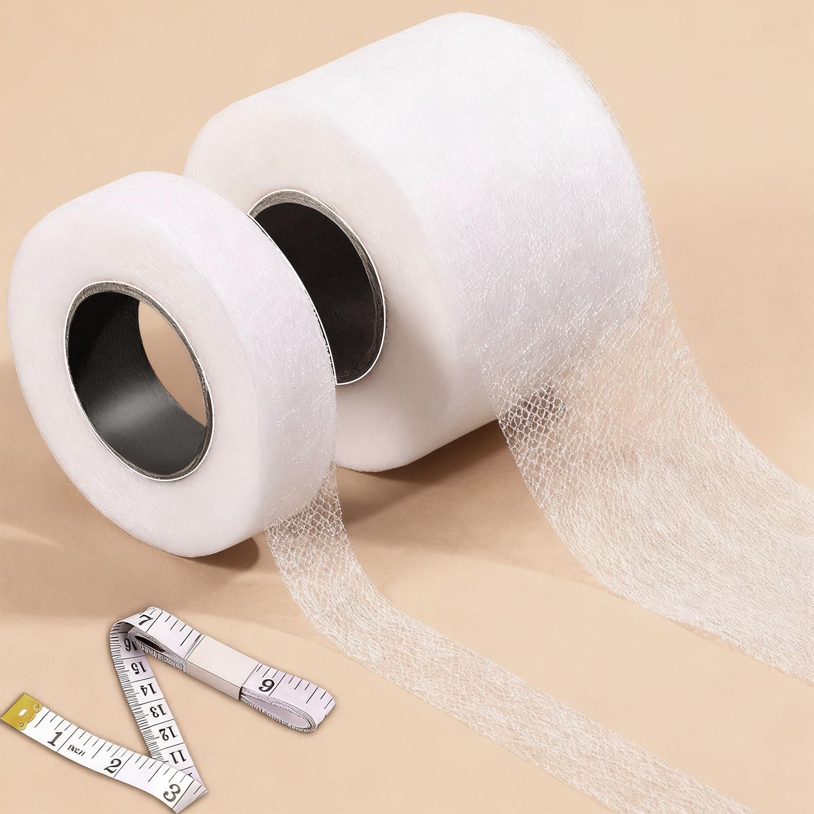 Zonon 2 Set 60 Meters Wonder Web 2cm 6cm Width Iron on Hemming Tape No Sew Hem Tape Roll with Measurement for Curtains Clothes Jeans Trousers Collars DIY Crafts Bonding