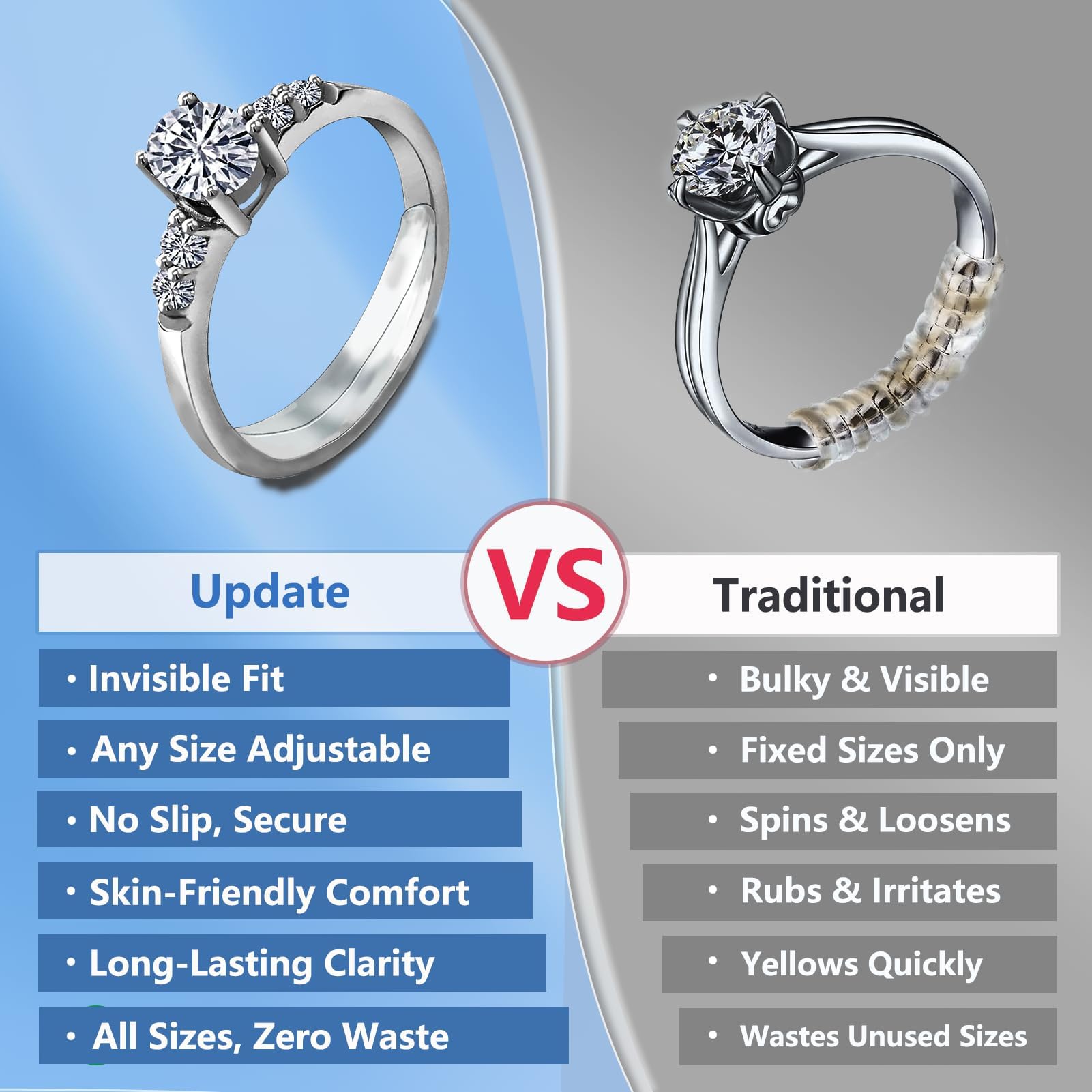 Ring Sizers for Loose Rings Ring Adjuster Ring Guards for Women Loose Rings Invisible Glue Ring Spacer Fit Any Rings