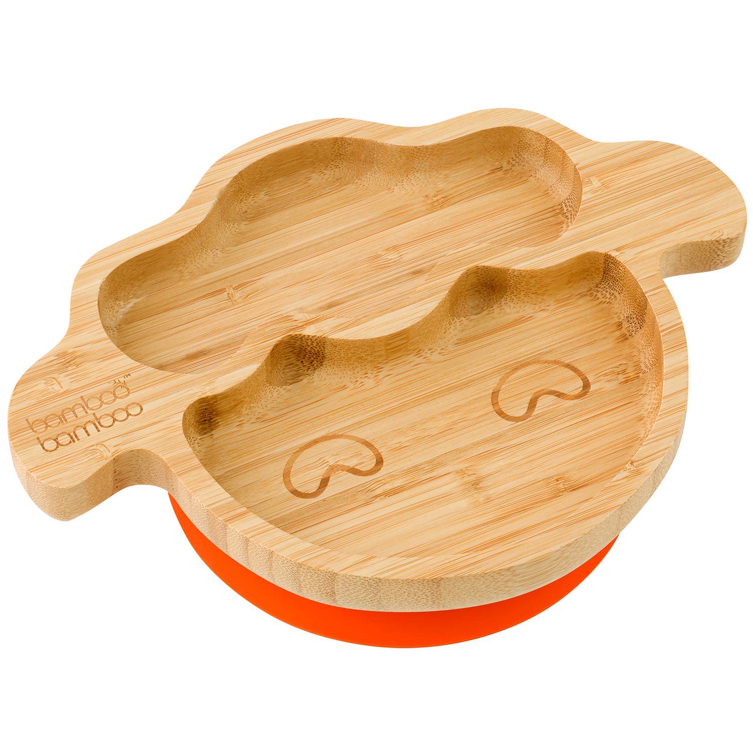bamboo bamboo ® Baby Plate– Kids and Toddler Suction Cup Bamboo Plate for Babies | Non-Toxic | Cool to The Touch | Ideal for Baby-Led Weaning (Lamb, Orange)