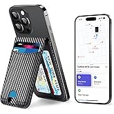 TopMade for MagSafe Wallet, Works with Apple Find My, Strongest Magnetic Wallet for iPhone 17/16/15/14/13/12 Series, Magnetic Card Holder with Adjustable Stand, 6 Cards Holder, Carbon Fiber Black
