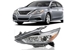 Sunhua Headlight Assembly Compatible with 2016 2017 2018 Nissan Altima Halogen Headlamps Replacement Chrome Housing Clear Len