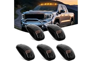 Nilight Cab Roof Marker Light 5 PCS 16 LED Smoked Lens Amber Top Clearance Lights Kit Waterproof Surface Mount for Ford Dodge