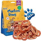 gazeupon Dog Treats Chicken Jerky Rings, Natural Chicken Breast, Healthy Training Rewards for Dogs w/Glucosamine Chondroitin