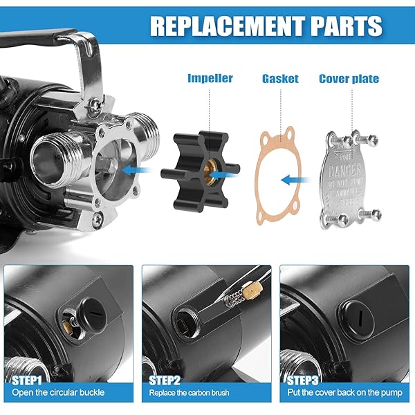 WATER TRANSFER PUMP, 115V 1/10HP ELECTRIC UTILITY PUMP WITH ON/OFF SWITCH 2 * 6 FT WATER HOSES KIT FOR REMOVING WATER FROM GARDEN POOLS AQUARIUMS HOT TUB DRAINING 1/8’’ LOW SUCTION FOR RAIN BARREL