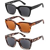 JOLISU 3 Pack Full Lens Reading Sunglasses for Women - Oversized Sun Readers with UV400 Protection, Spring Hinge Eyeglasses