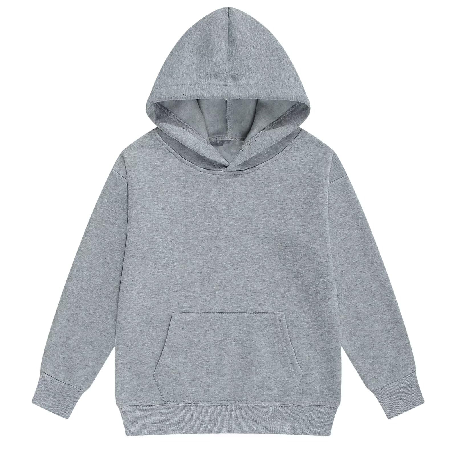 Photo 1 of QTWW INC Youth Hoodie Sweatshirt,Boys Girls Hooded,Hoodies for Teen Girls Fashion Fleece Pullover Tops Kids Clothes Light-grey