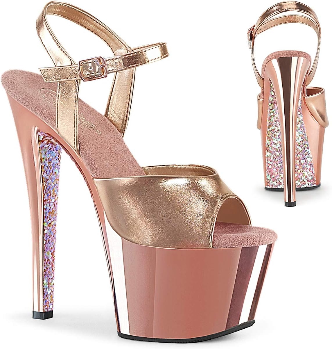 Pleaser SKY-309TTG Rose Gold Metallic Pu/Rose G. Chrome-Glt UK 5 (EU 38)