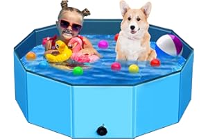 STUDESK Foldable Dog Pool - 48" x 12" Anti-Slip Portable Dog Swimming Pool, Hard Plastic Collapsible Kiddie Pool for Outdoor and Indoor for Pets Dogs Cats and Kids