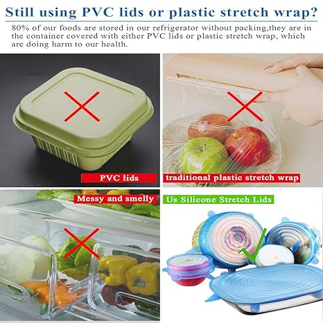 Kimmyer 6-Pack Silicona Stretch Tapas-tazón Cubre Alimentos ...