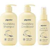 Pipette Kids Daily Haircare Trio, Orange &amp; Vanilla (Pack of 3) | Leave-In Detangler, Shampoo &amp; Conditioner - Gentle, Tear-Free - Non-Toxic &amp; Hypoallergenic