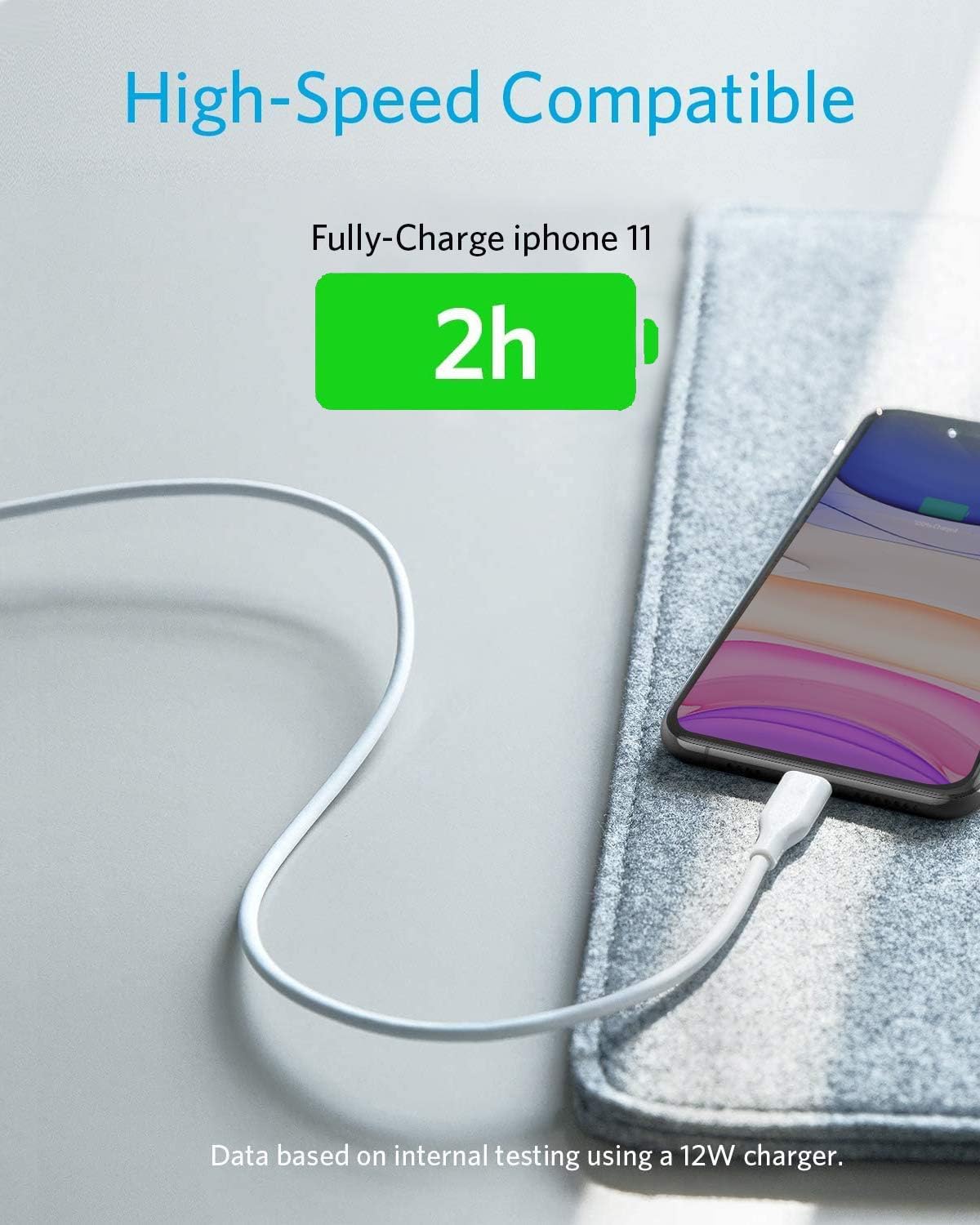 Anker [3 Pack] Powerline Lightning Cable (3ft) MFi Certified - Lightning Cables for iPhone SE / 11/11 Pro / 11 Pro Max/XS/XS Max/XR/X / 8, iPad and More: Computers & Accessories