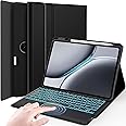 Nanhent Touchpad Keyboard Case for OnePlus Pad 2 (12.1 Inch) Tablet 2024, 7 Colors Backlit, Detachable Bluetooth Wireless Trackpad Keyboard & Slim PU Stand Cover with Stylo Holder