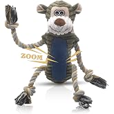 BUYPOW Funny Plush Dog Chew Toys, Squeaky Dog Toys, Interactive Tug of War Puppy Toys, Stuffed Dog Toys for Small, Medium and Large Dogs - Monkey