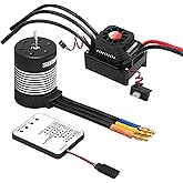 3650 5900KV Sensorless Brushless RC Motor 120A Brushless ESC & Program Card Set Waterproof Motor ESC Combo 3.175mm Shaft Motor for 1:10 Scale RC Car Truck Update Parts