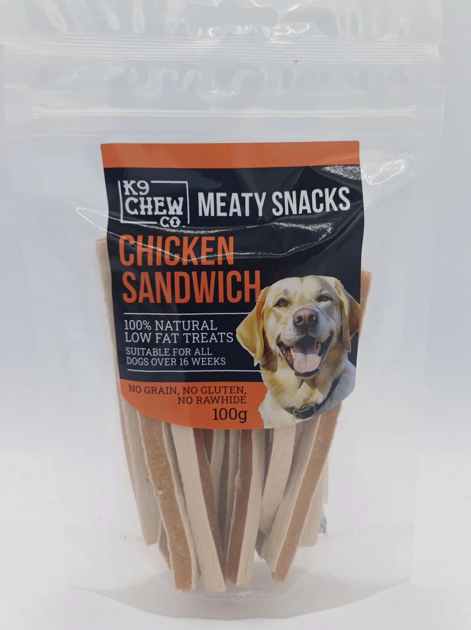 Meaty Snacks Chicken Sandwich 100g 100% Natural Low Fat Dog Treats and Training Aid