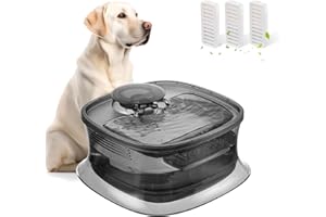 JEERAMIA Dog Water Fountain, 135oz/4L Ultra Quiet Pet Water Dispenser with Smart Pump and 3 Replacement Filters, Automatic Pet Water Fountain for Dogs, Cats & Other Pets (Grey)